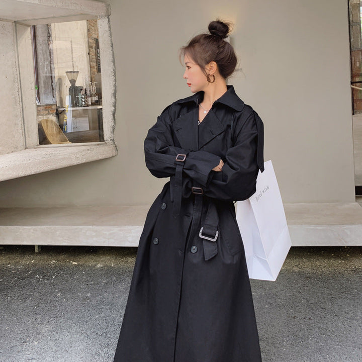 Damen Oversize-Trenchcoat mit doppelter Knopfleiste und Sturmklappe