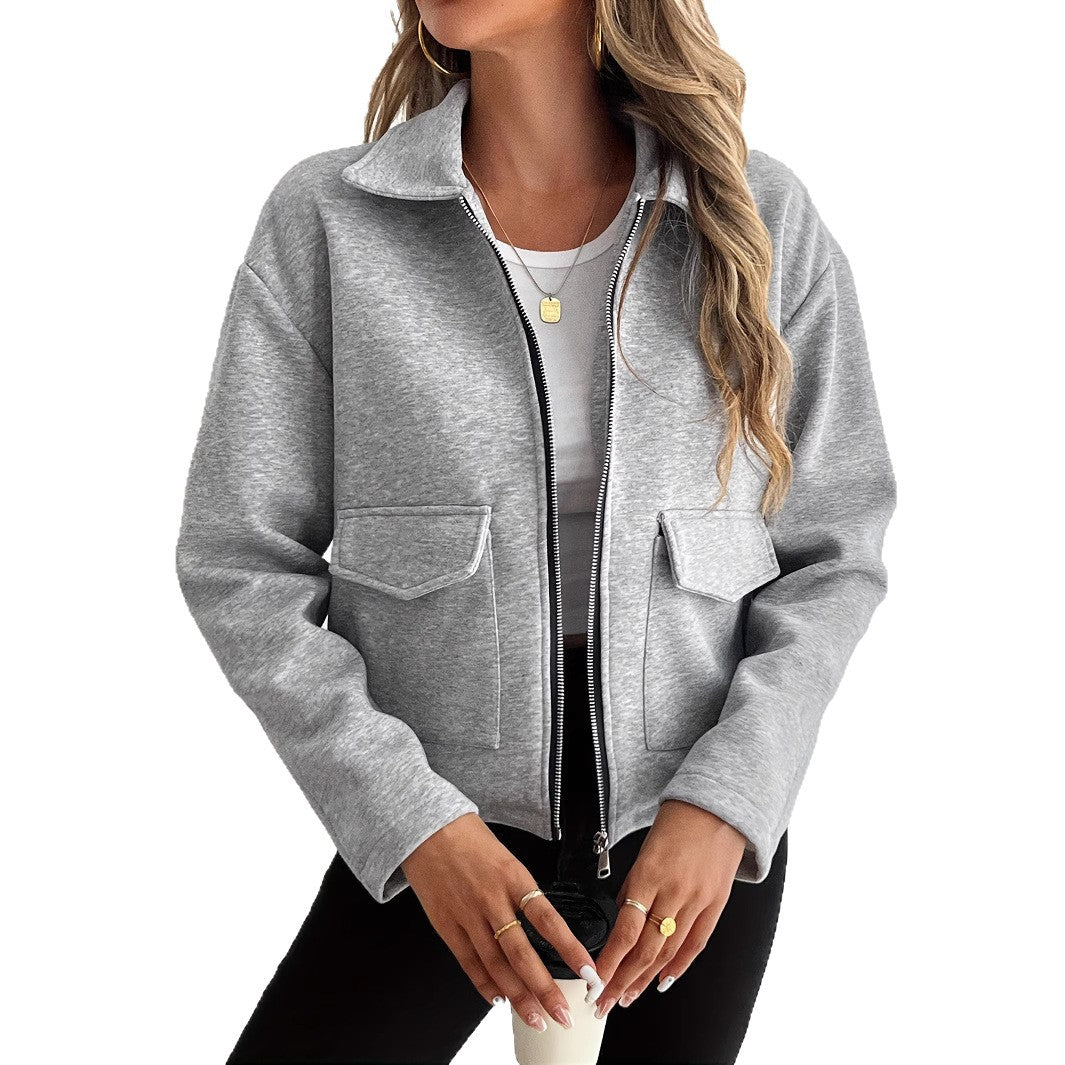 Damen Fleecejacke mit Reißverschluss und Klappentaschen