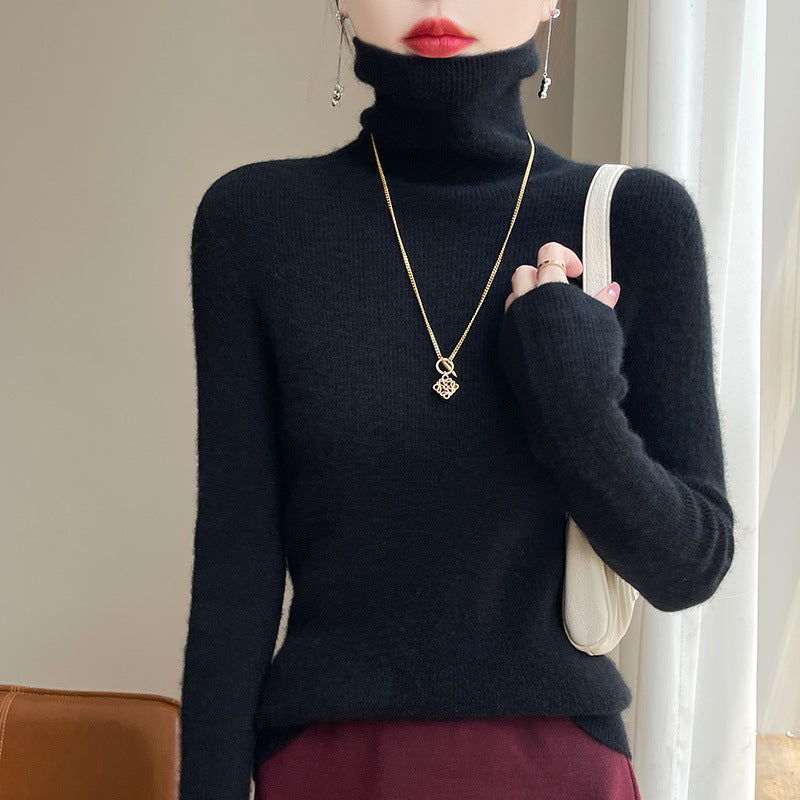 Jersey de cuello alto entallado para mujer