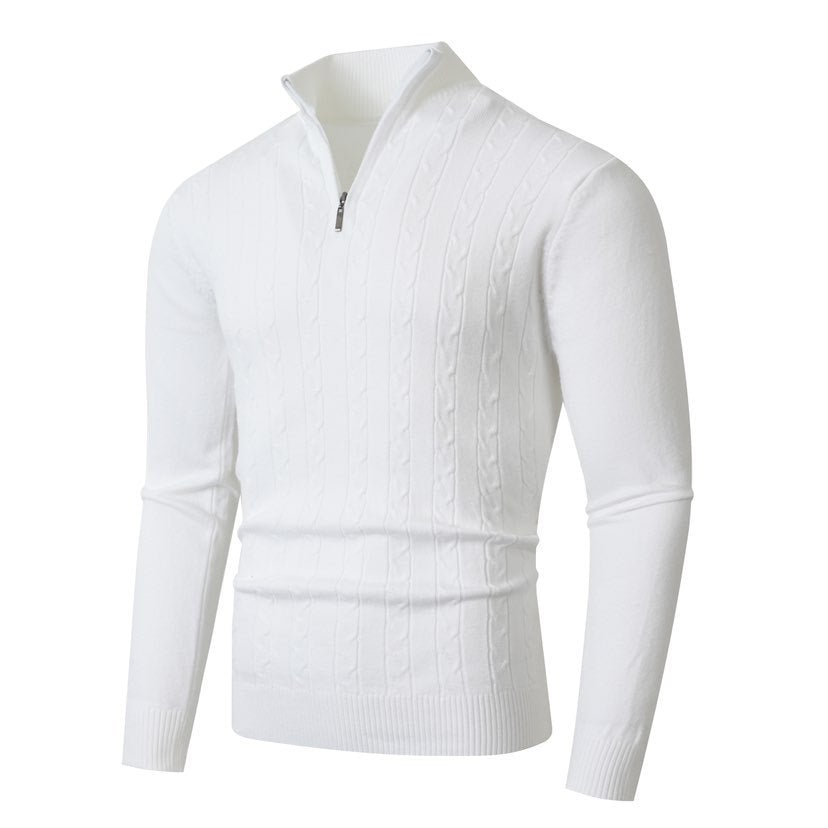 Maglione da uomo con motivo a trecce e collo alto