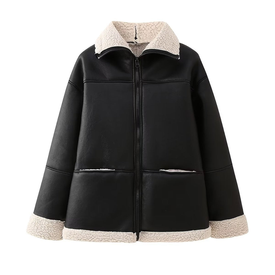 Women's Oversized Aviator Jacket with Pockets