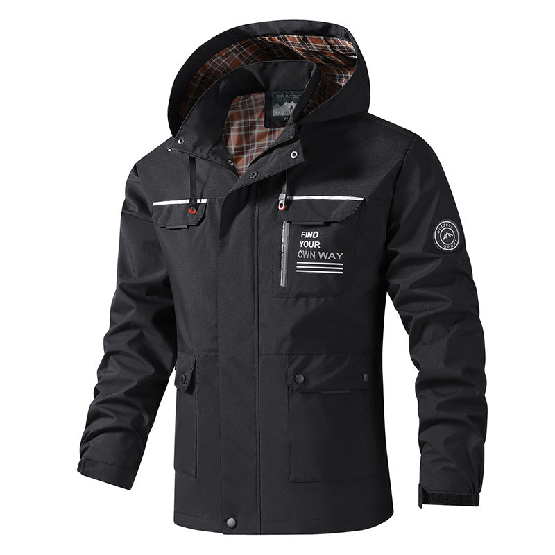 Herren Langarmjacke mit Kapuze und Taschen