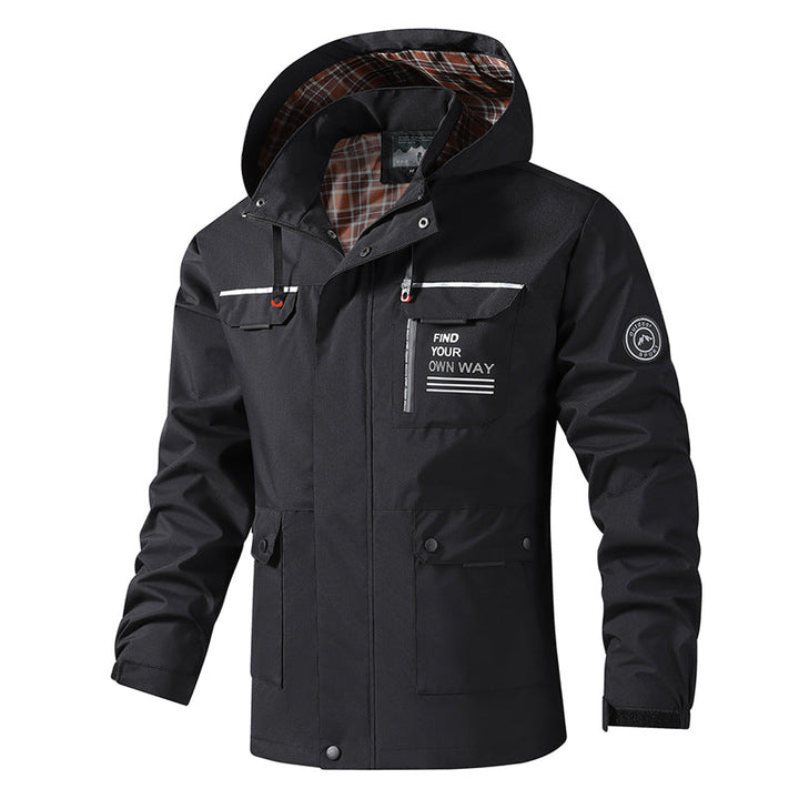 Herren Langarmjacke mit Kapuze und Taschen