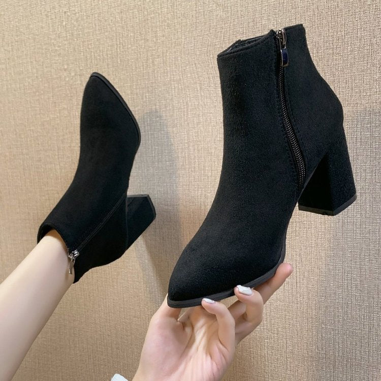 Damen Stiefeletten mit blockierendem Absatz und Reißverschluss