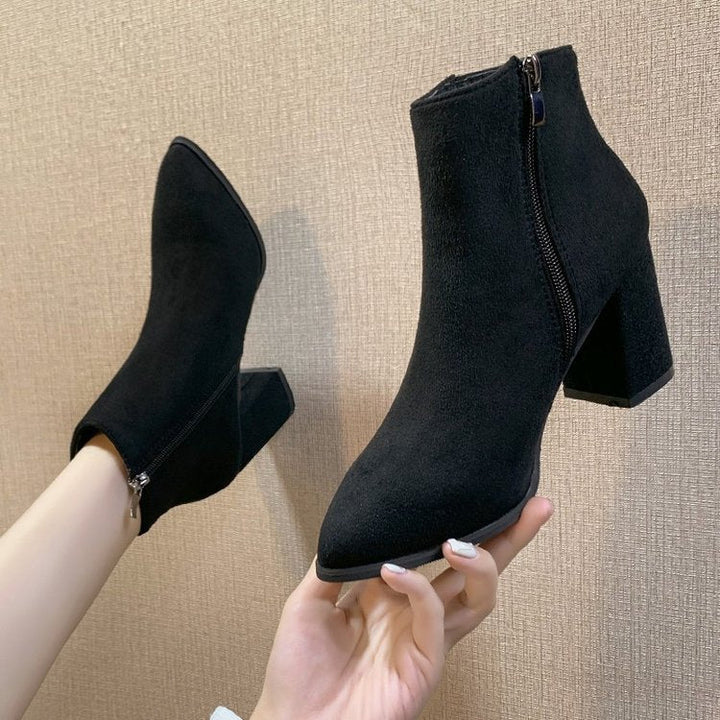 Damen Stiefeletten mit blockierendem Absatz und Reißverschluss