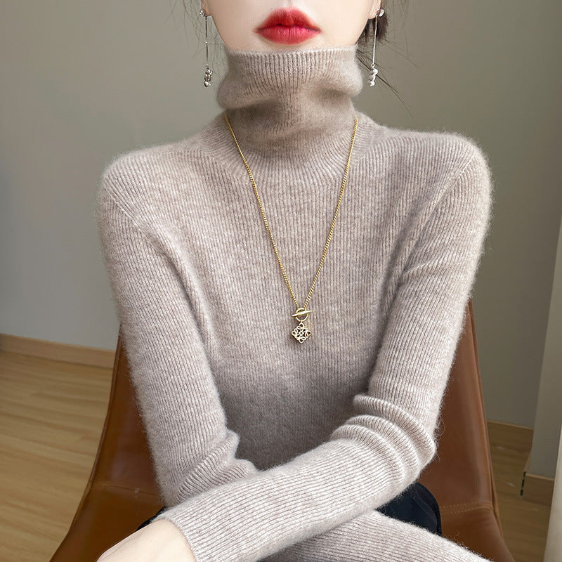 Jersey de cuello alto entallado para mujer