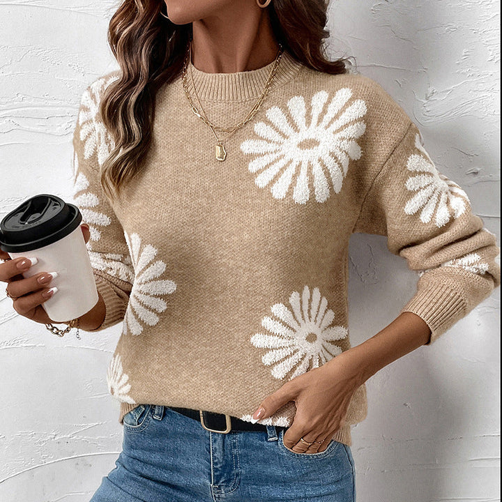 Sophie | Damen Langarm Rundhals Blumensweater