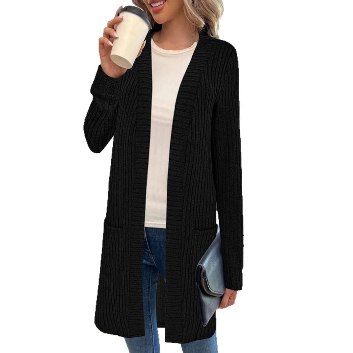 Cardigan lungo da donna a maniche lunghe con tasche