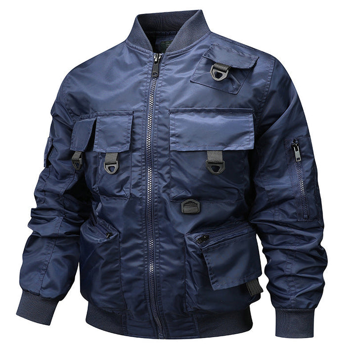 Men's bomber jacket with modular pockets and D-ring details