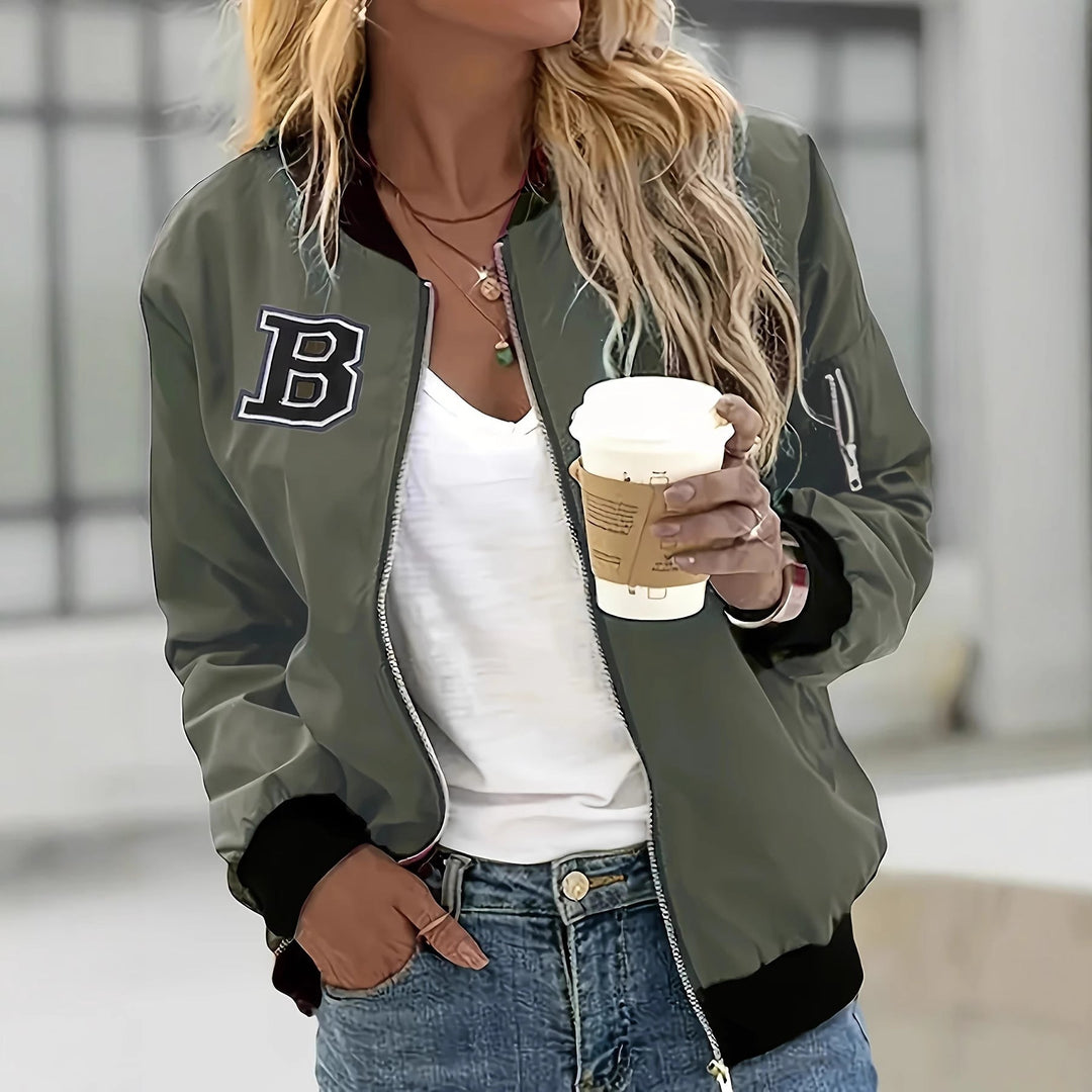 Blouson bomber pour femme avec poches pratiques et fermeture éclair