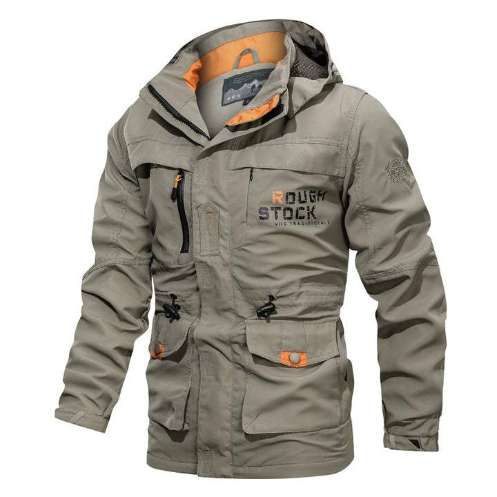 Herren wasserfester und winddichter Outdoorparka mit abnehmbarer Kapuze