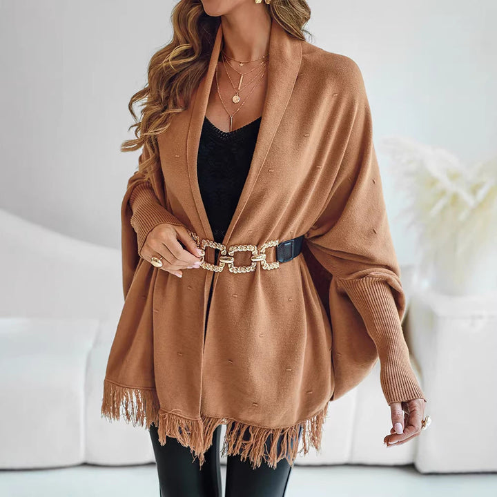 Damen Poncho mit Fransen
