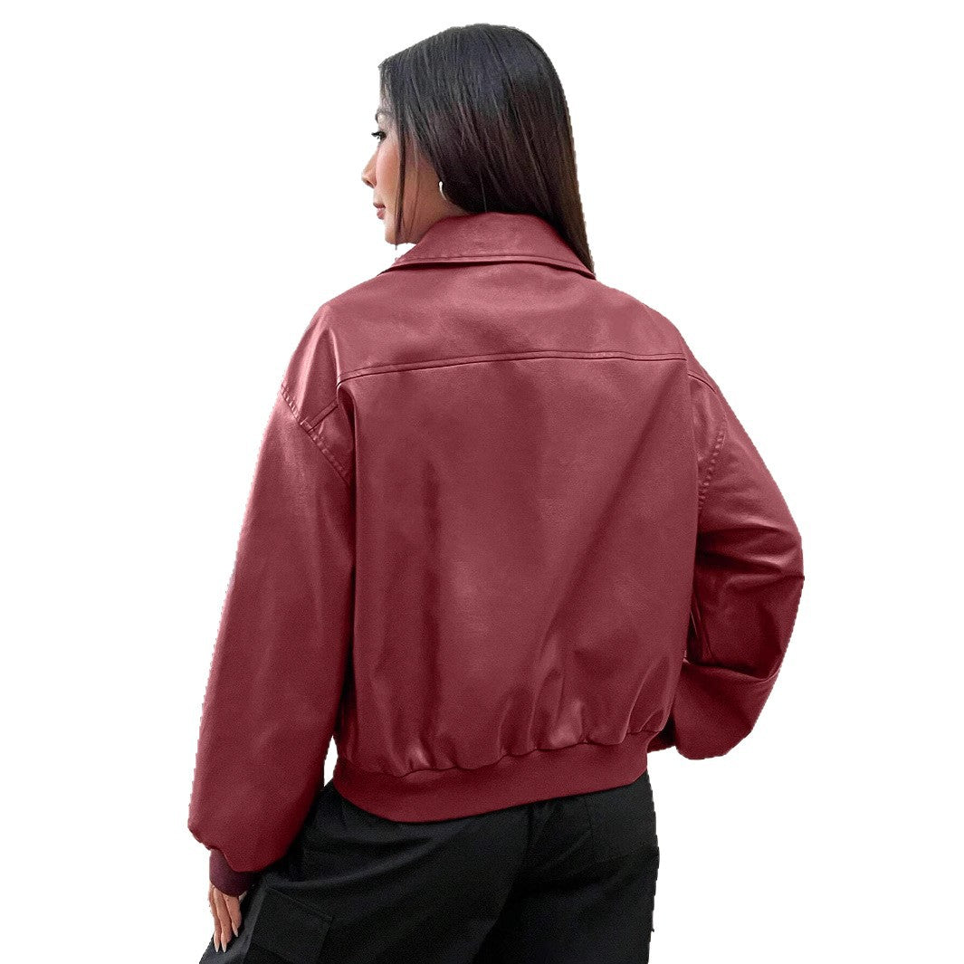 Giacca bomber da donna con colletto classico e cerniera integrale