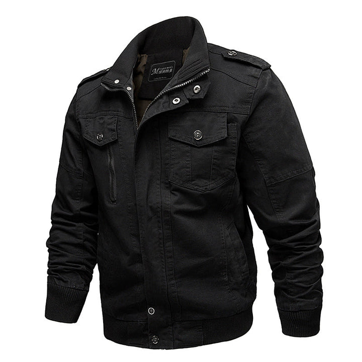 Ανδρικό ανθεκτικό field jacket από καμβά με όρθιο γιακά και πολυλειτουργικές τσέπες