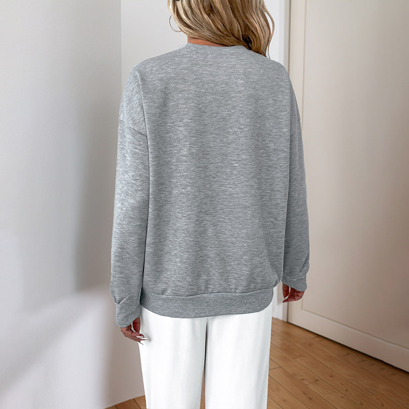 Felpa da donna a maniche lunghe con scollo rotondo e paillettes