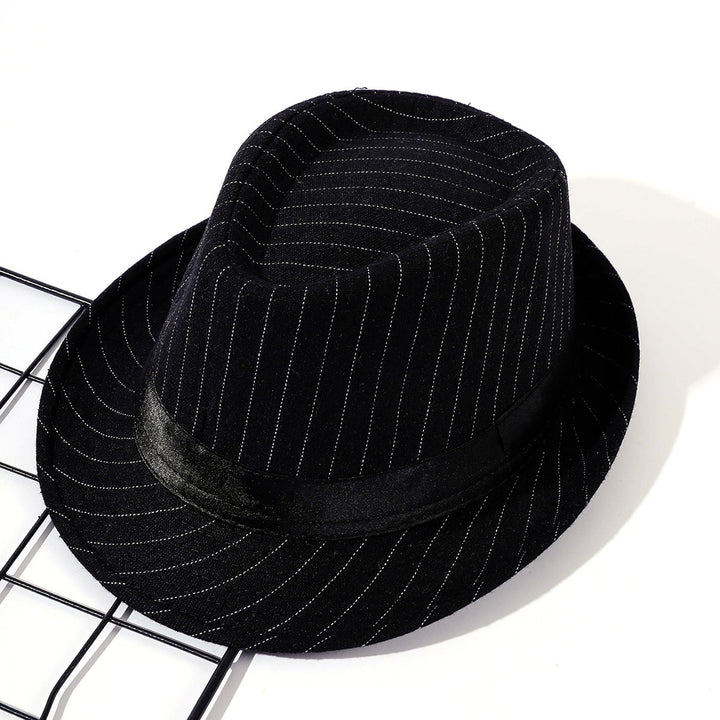 Damen Fedora-Hut mit gestreiftem Muster und Samtband