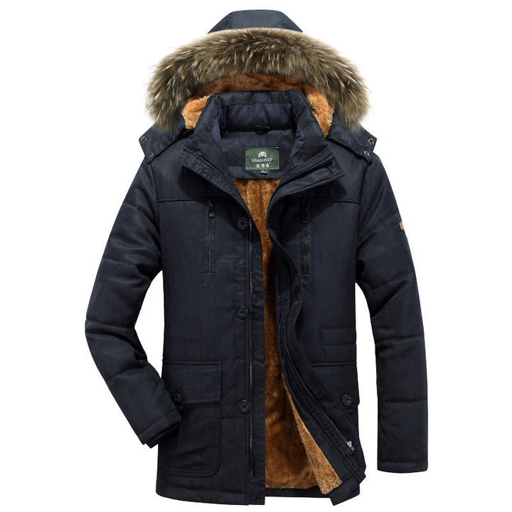Herren Winterparka mit Kapuze, Knöpfen und Taschen