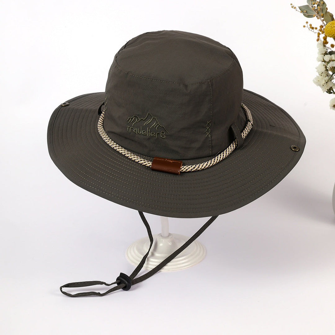 Damen Sonnenhut mit breiter Krempe und Nackenband