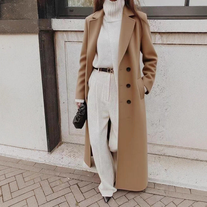 Cappotto lungo da donna a maniche lunghe con tasche