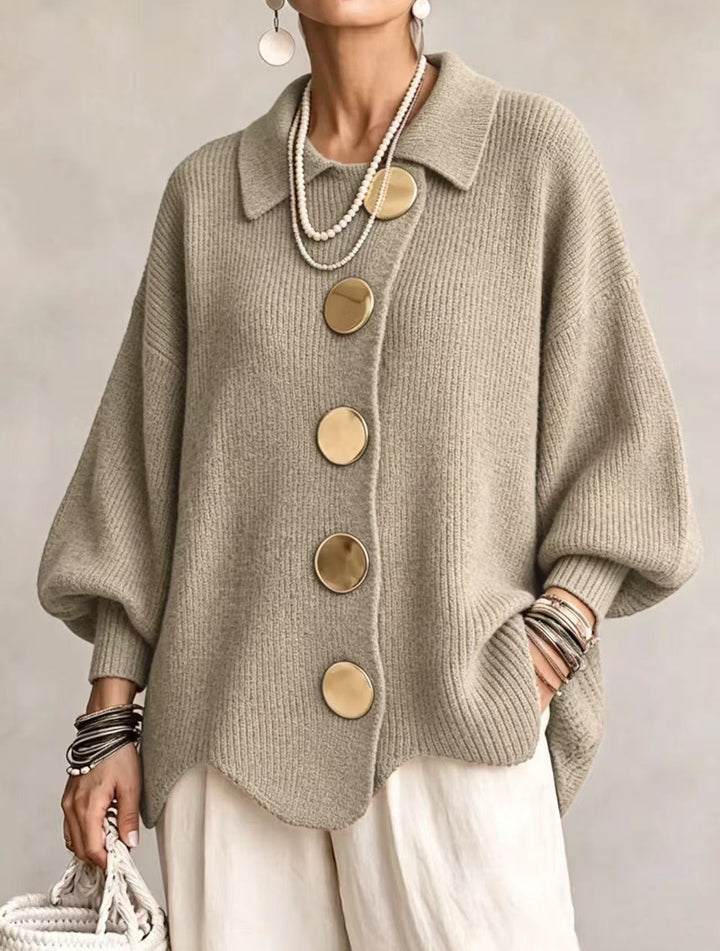 Damen Langarm-Strickjacke mit Knöpfen