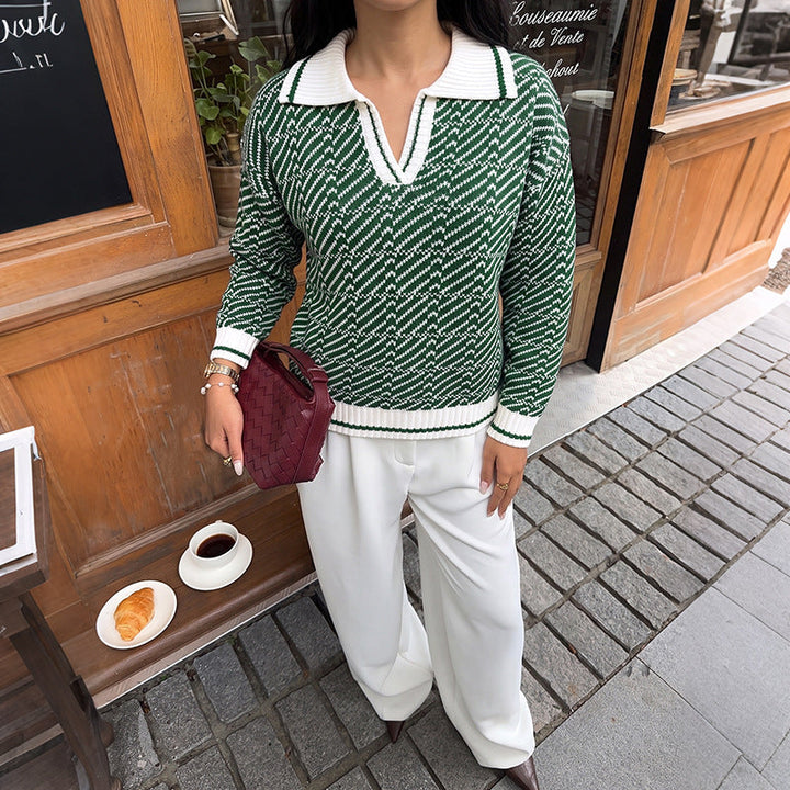 Women's V-Neck Long-Sleeve Sweater
