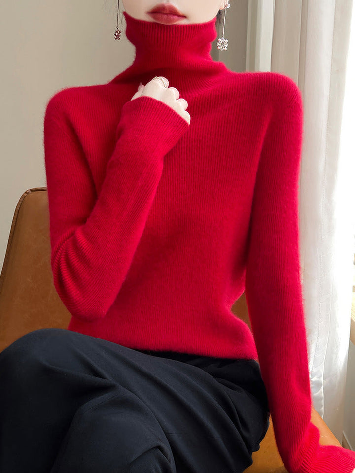 Jersey de cuello alto entallado para mujer