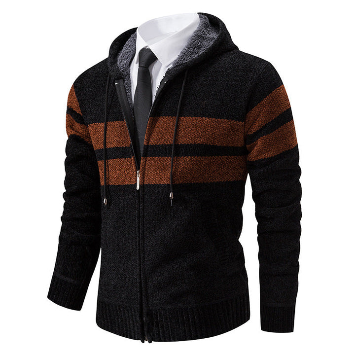 Herren gestreifte Kapuzenjacke mit Kordelzug und Taschen