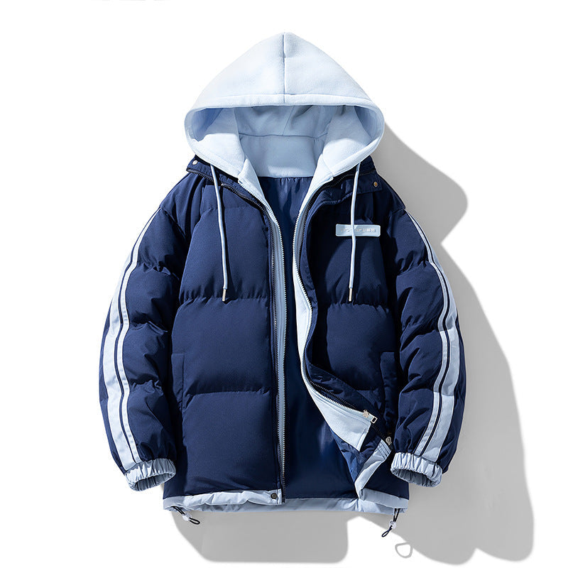 Parka acolchoado para homem com capuz interior e fecho de correr bidirecional