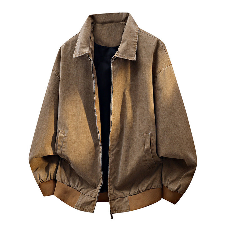 Herren oversized Freizeit-Bomberjacke mit Reißverschluss und Stehkragen