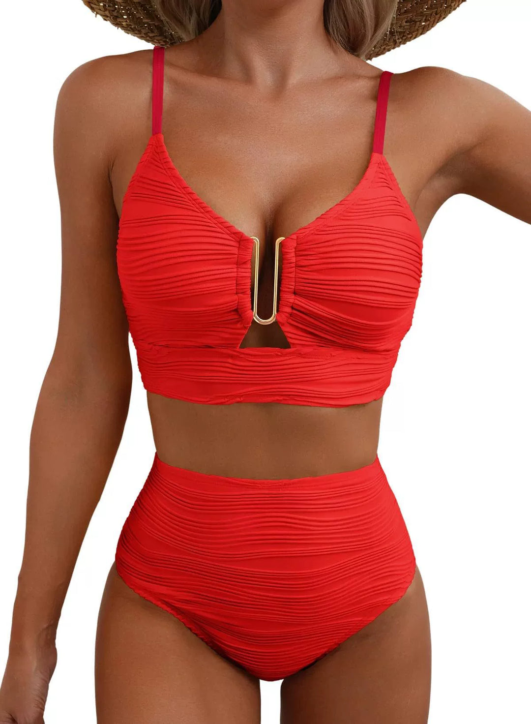 Siren | Hochtailliertes Bikini-Set mit Gold U-Link Detail