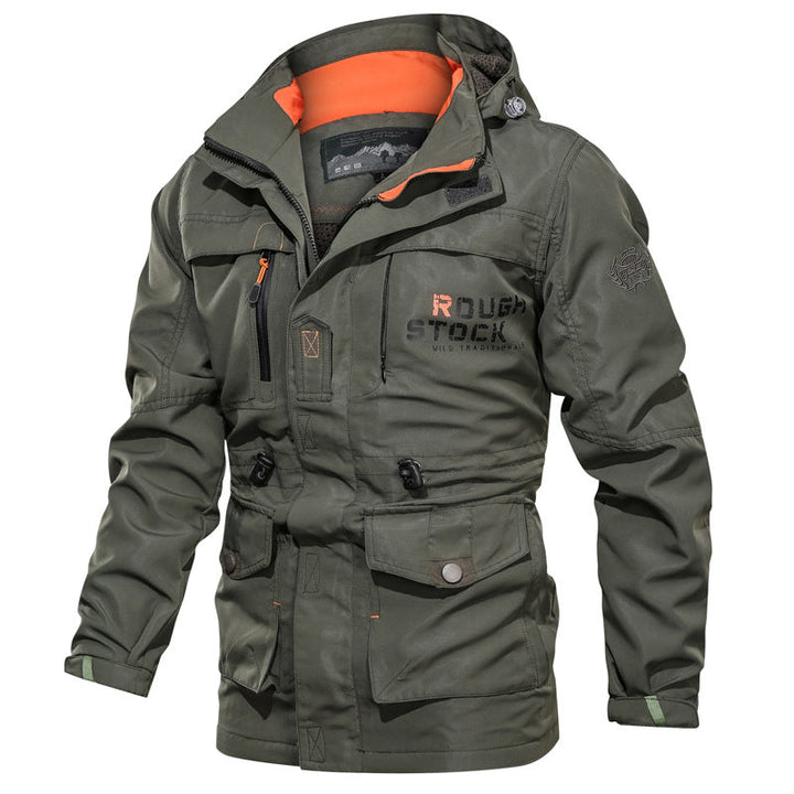 Herren wasserfester und winddichter Outdoorparka mit abnehmbarer Kapuze