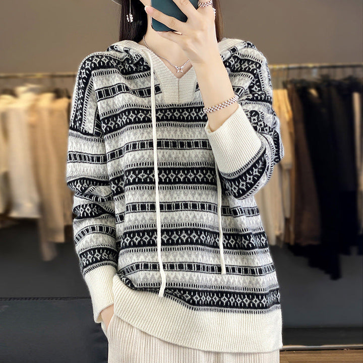 Damen Oversized Hoodie mit V-Ausschnitt und Kordelzug