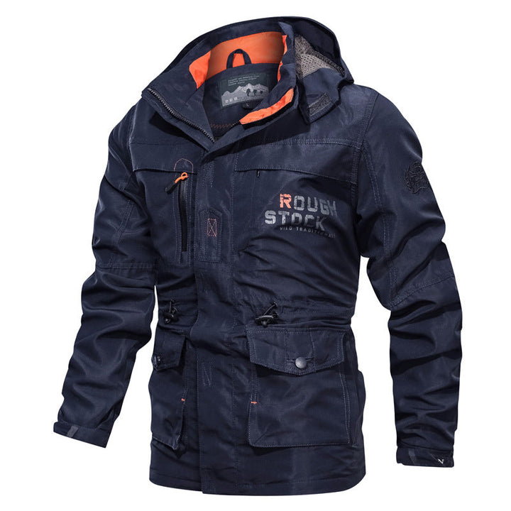 Herren wasserfester und winddichter Outdoorparka mit abnehmbarer Kapuze