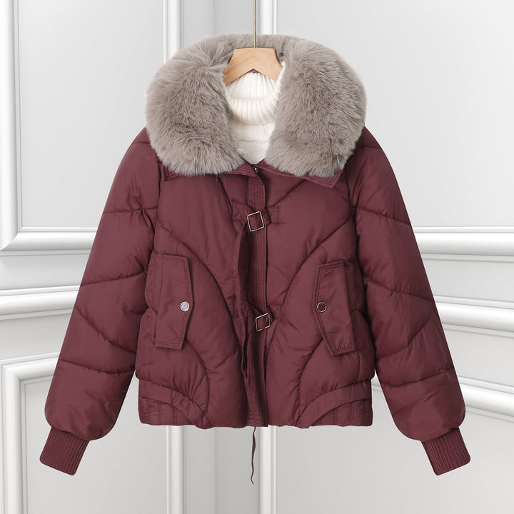 Damen kurzes Pilotblouson mit voluminösem Schalkragen und Kordelzugsaum