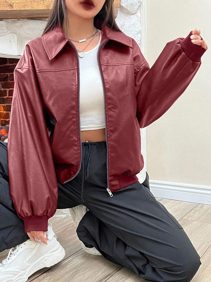 Giacca bomber da donna con colletto classico e cerniera integrale