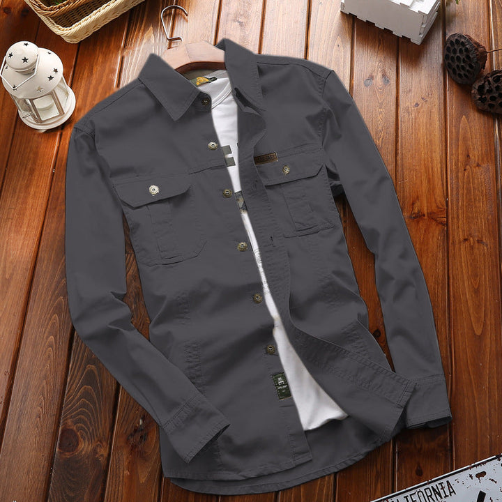 Herren Canvas-Overshirt mit Klappbrusttaschen und verstärkten Nähten