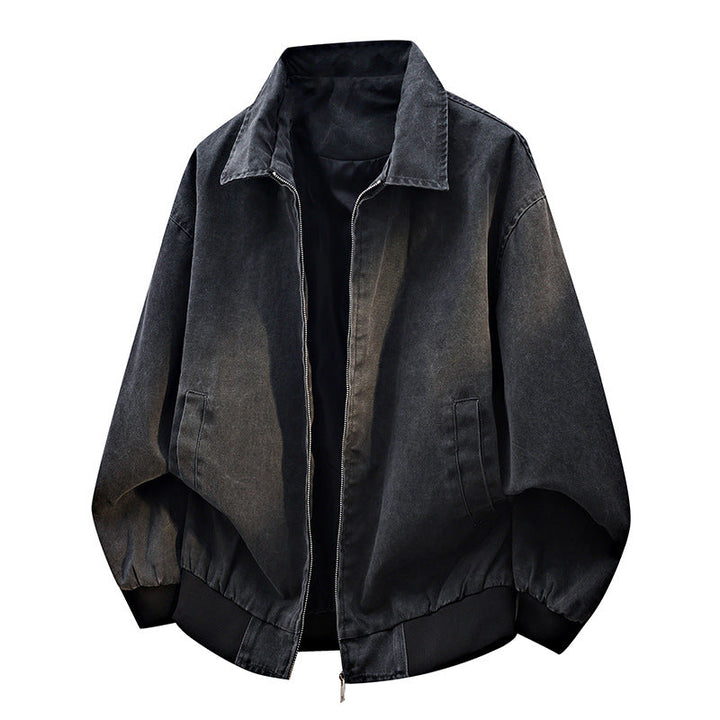 Herren oversized Freizeit-Bomberjacke mit Reißverschluss und Stehkragen
