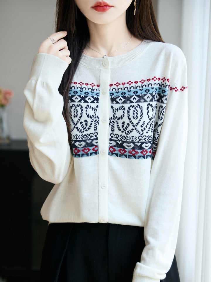 Cardigan da donna con scollo rotondo e maniche lunghe