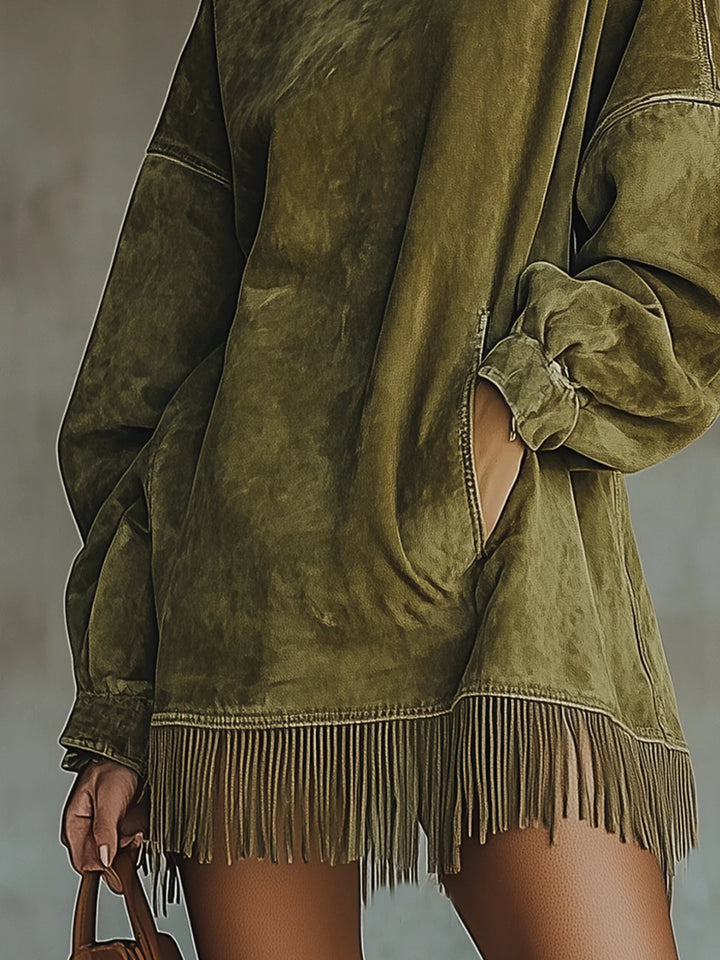 Sheri | Luxuriöses Wildleder-Fransenkleid