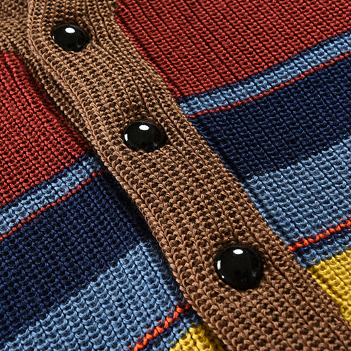 James | Herren gestreifter Cardigan mit Knöpfen