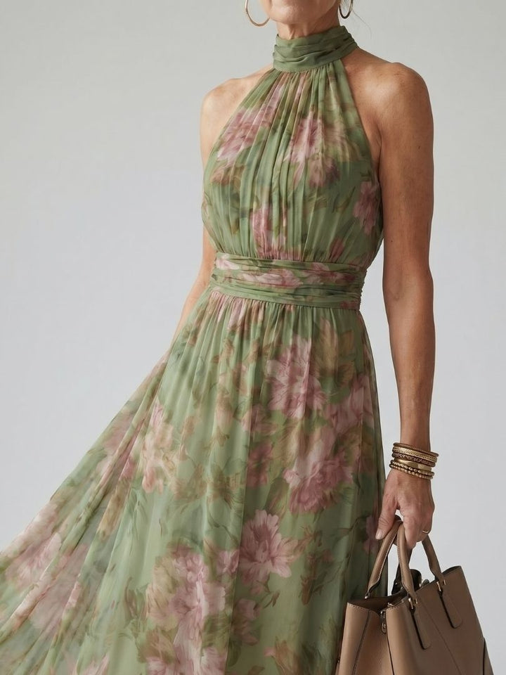 Mirelle | Gathered Halter Midi Kleid