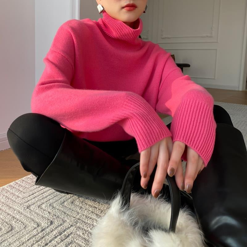 Jersey de cuello alto de manga larga para mujer