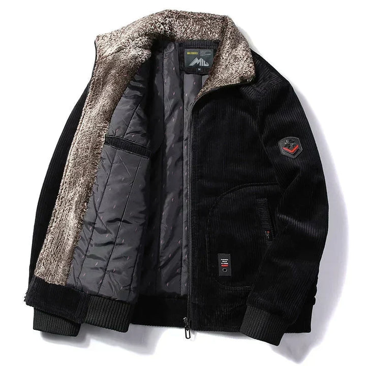 Herren Bomberjacke mit Plüschkragen und Taschen