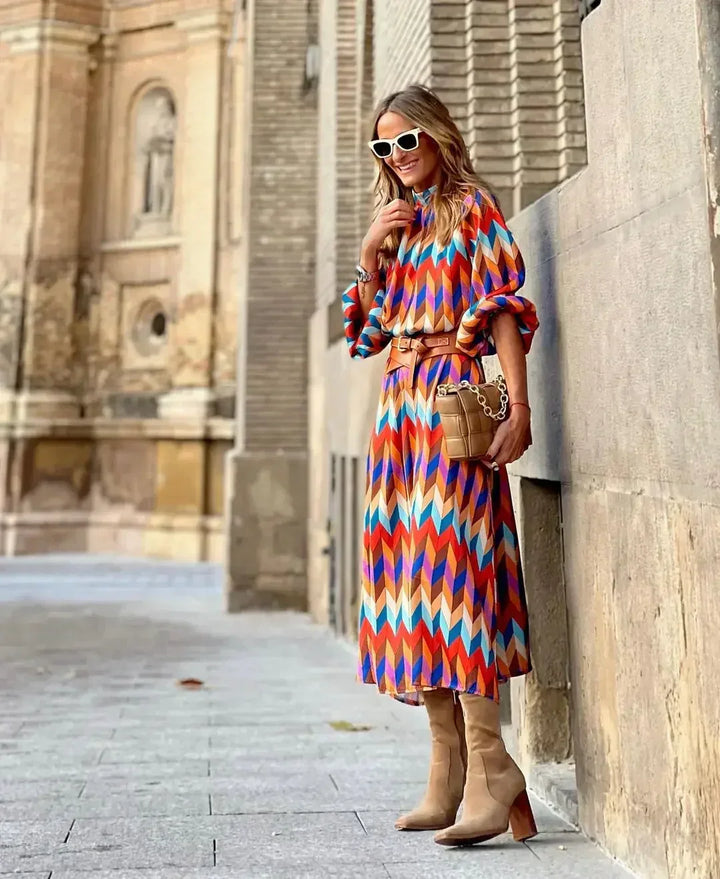 Cassandra - Lebhaftes Geometrisches Kleid