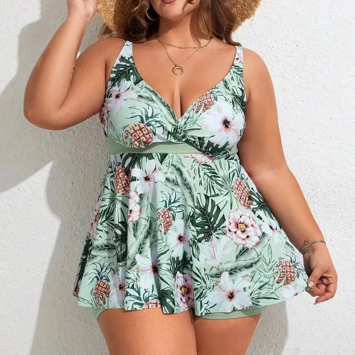 Sophia | Tropisches Damen-Badekleid mit Blumenmuster und Shorts