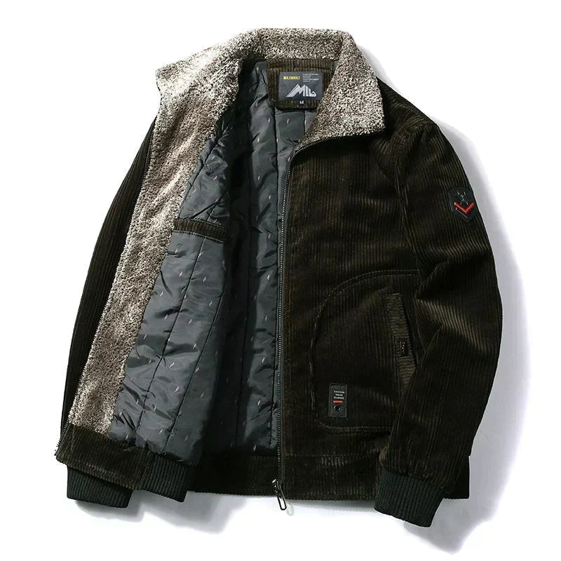 Herren Bomberjacke mit Plüschkragen und Taschen