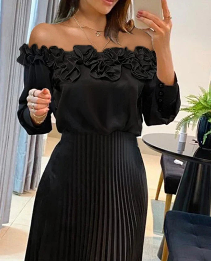 Carina | Atemhaftes Off-Shoulder Maxikleid