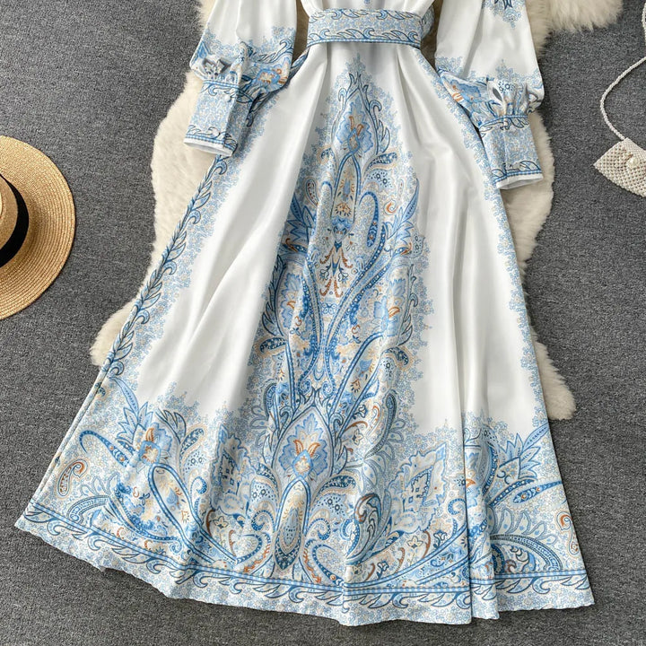 Blumen A-Linien Kleid mit Gürtel