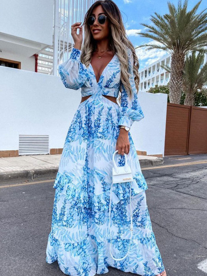 Alazne - Elegantes Maxikleid mit Raffinierten Ausschnitten