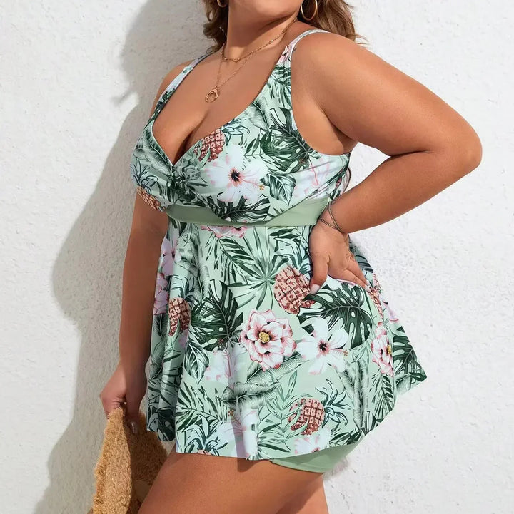Sophia | Tropisches Damen-Badekleid mit Blumenmuster und Shorts